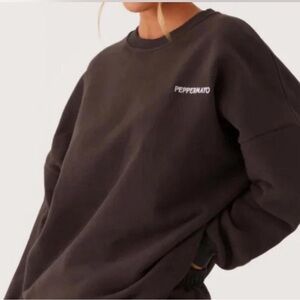 Peppermayo $109 Sweatshirt New Charcoal Peppermayo stitch Logo Sz med/sm